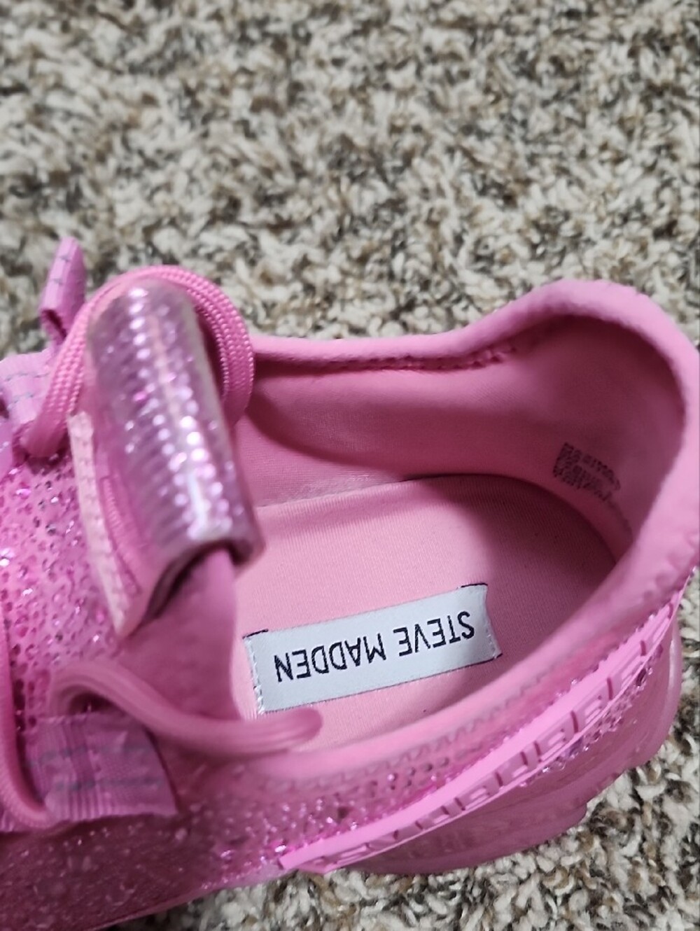 Steve Madden Maxima Hot Barbie Pink Rhinestone Fashion Sneakers Sparkle Athletic - Picture 2 of 12